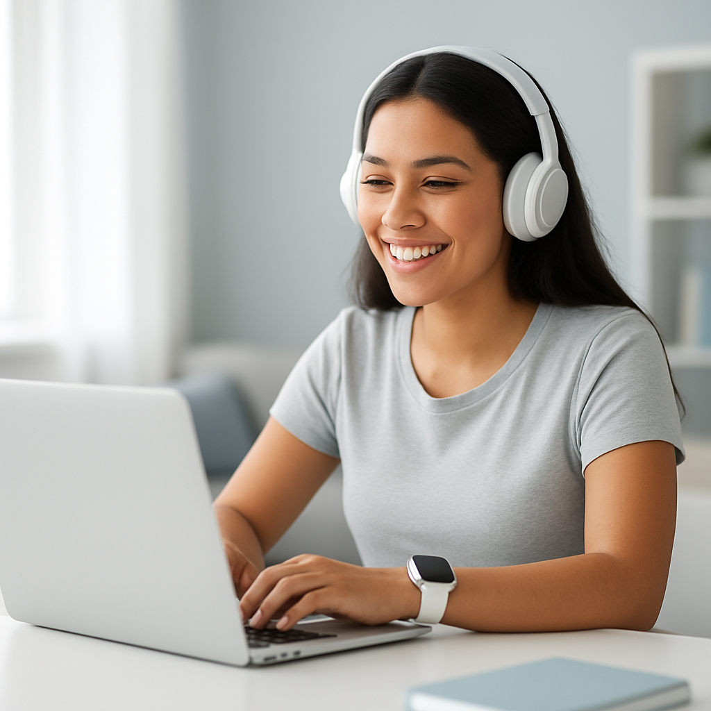 Persona usando dispositivos tecnológicos TecnoFácil en casa